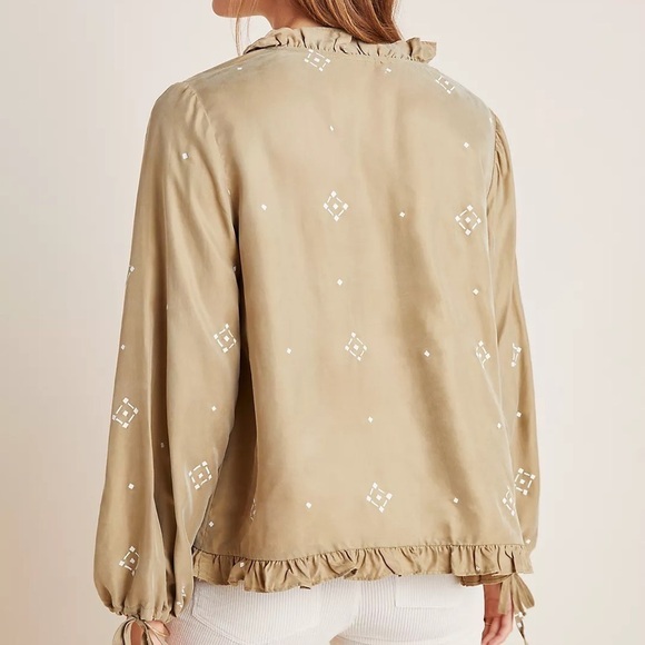 ANTHROPOLOGIE Sancia Yoelette 70s Boho Balloon Tie Sleeves Peasant Blouse Top - Picture 3 of 8